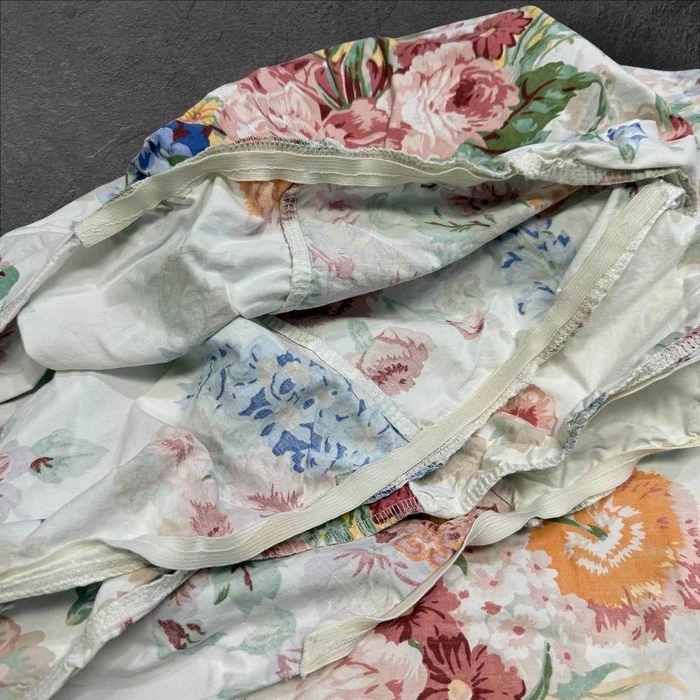 Ralph Lauren Southampton Vintage Floral Chintz Full Fitted Sheet USA Pink Blue
